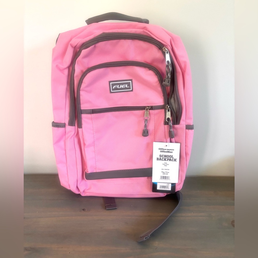 Fuel Rider Sport Pink Multi Pocket School Bag Backpack- 15.5" Laptop Pocket NWT